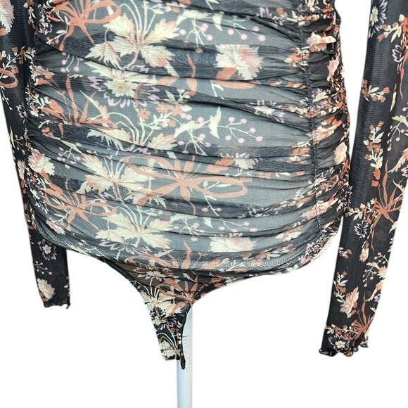 Free People Under It All Bodysuit black floral whimsy goth sheer mesh boho - Picture 5 of 10